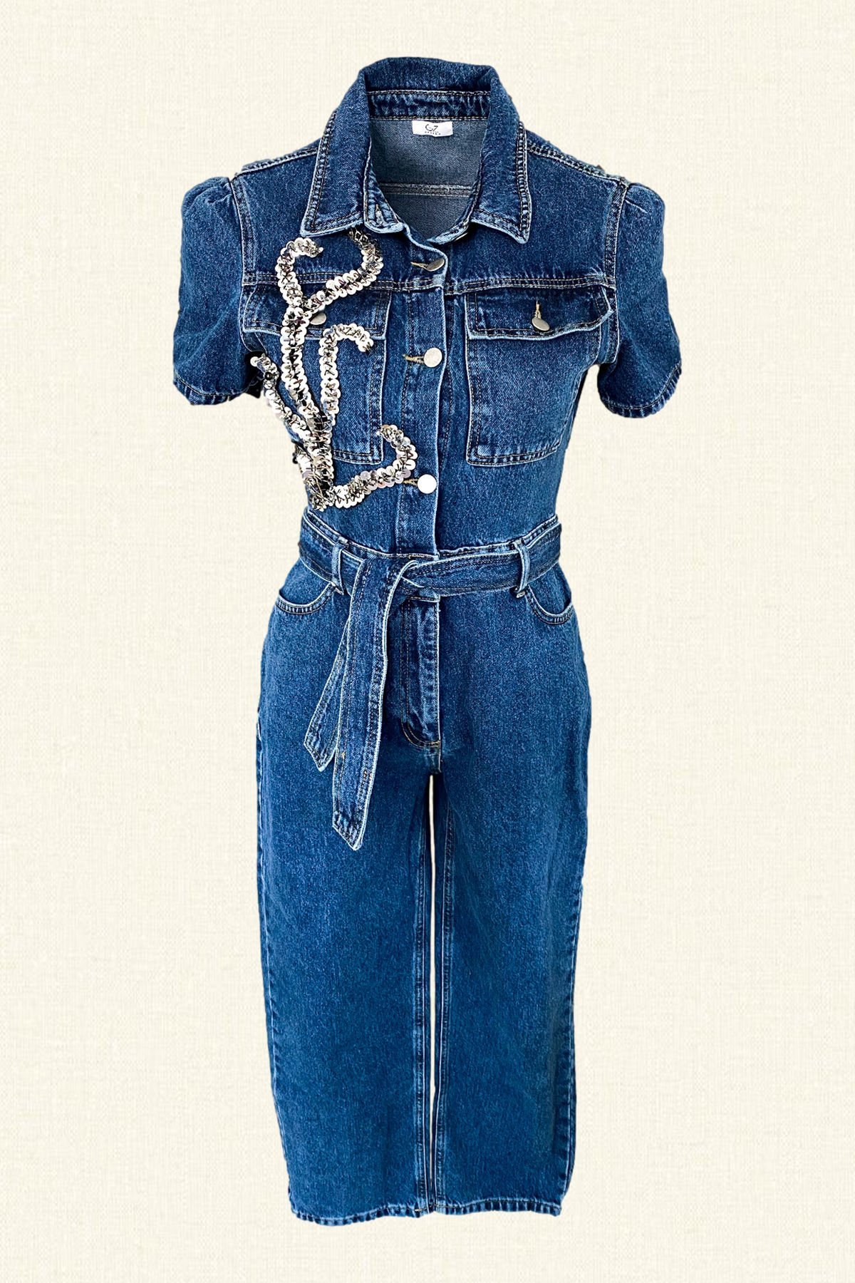 Gümüş Dal İşlemeli Jean Tulum