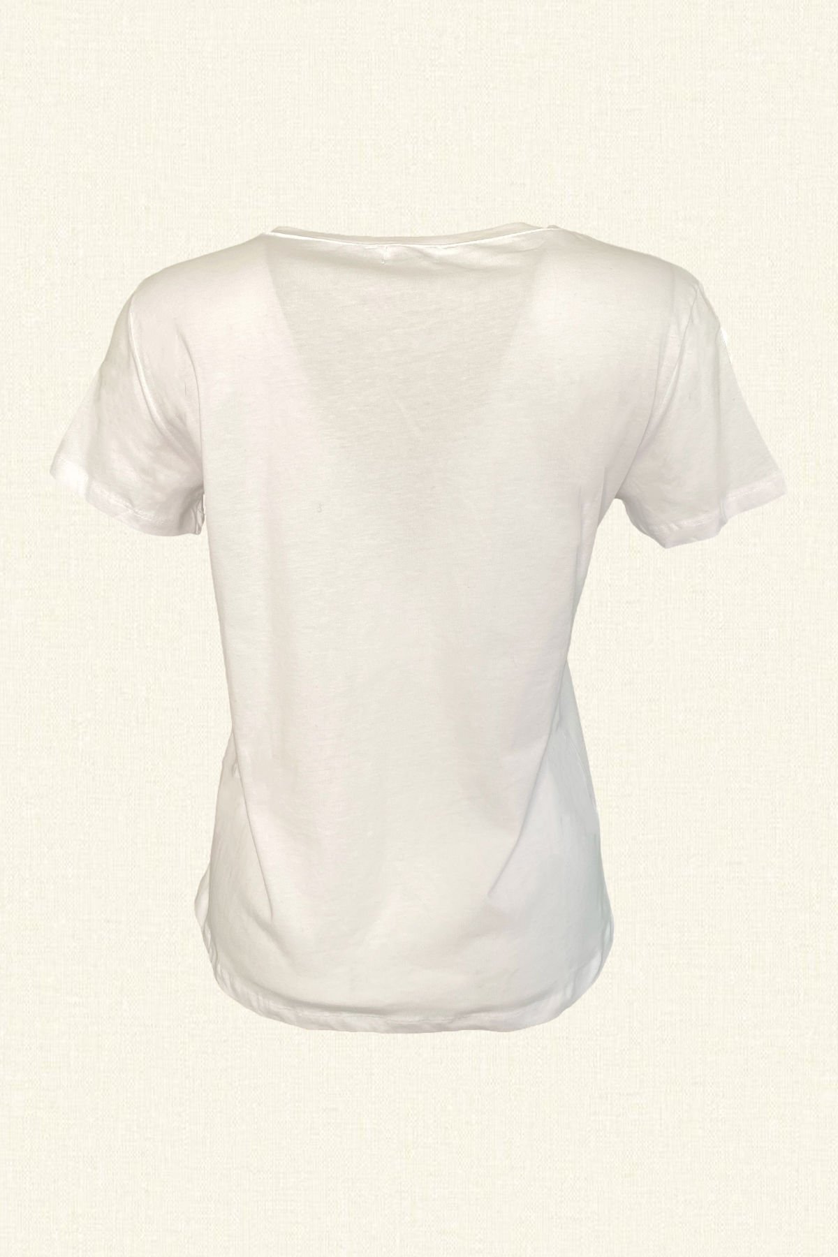 Renkli Şemsiye İşlemeli Beyaz Tişört