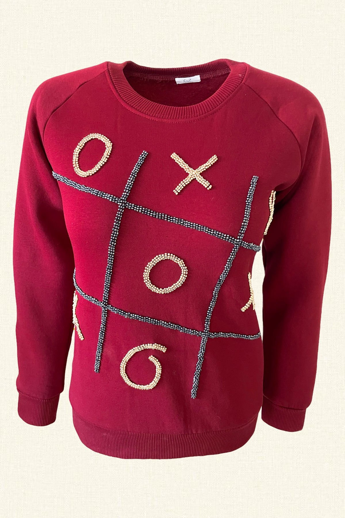 XOX İşlemeli Bordo Polar Sweatshirt