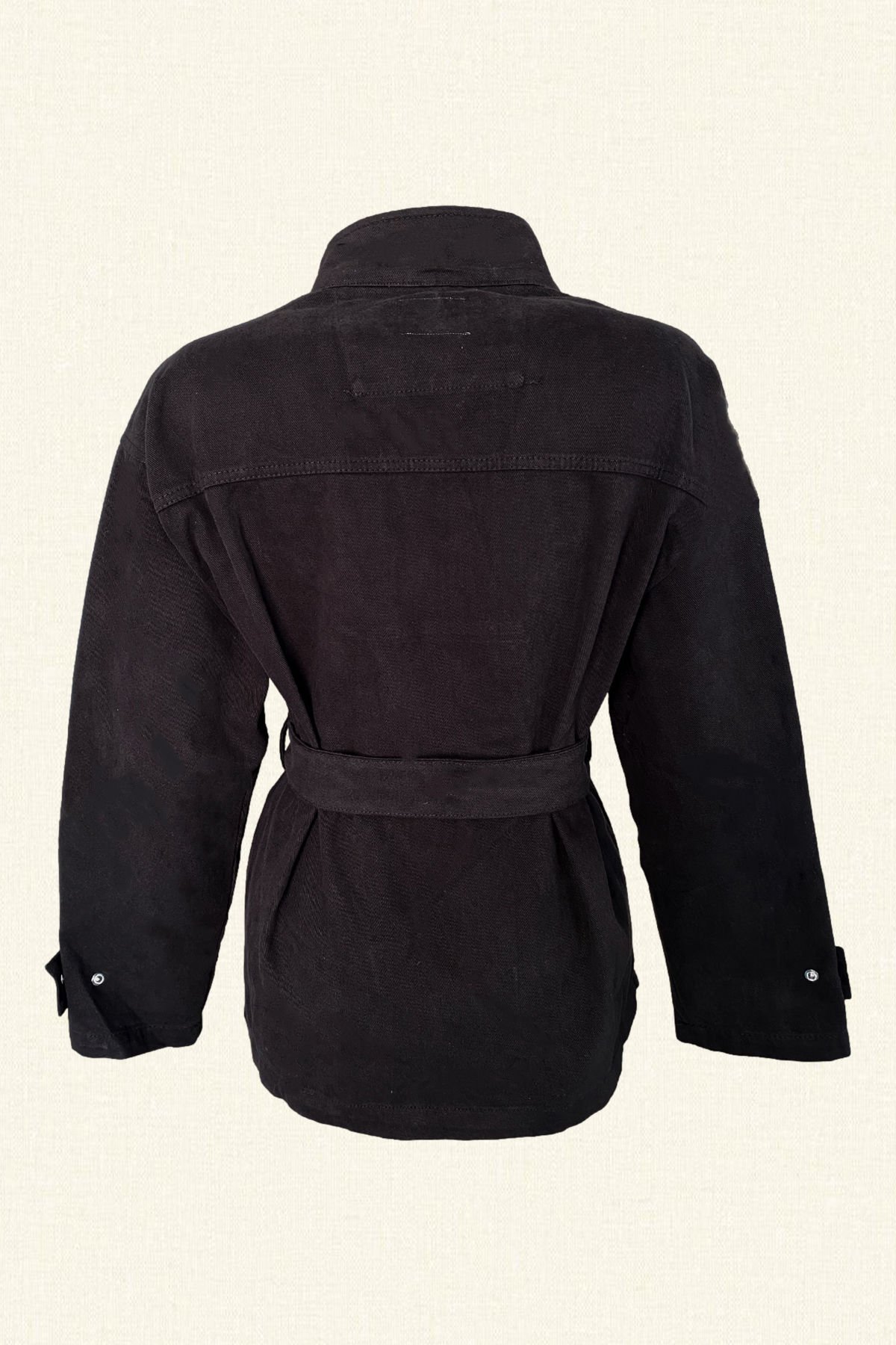 Gümüş İşlemeli Siyah Renk Jean Ceket