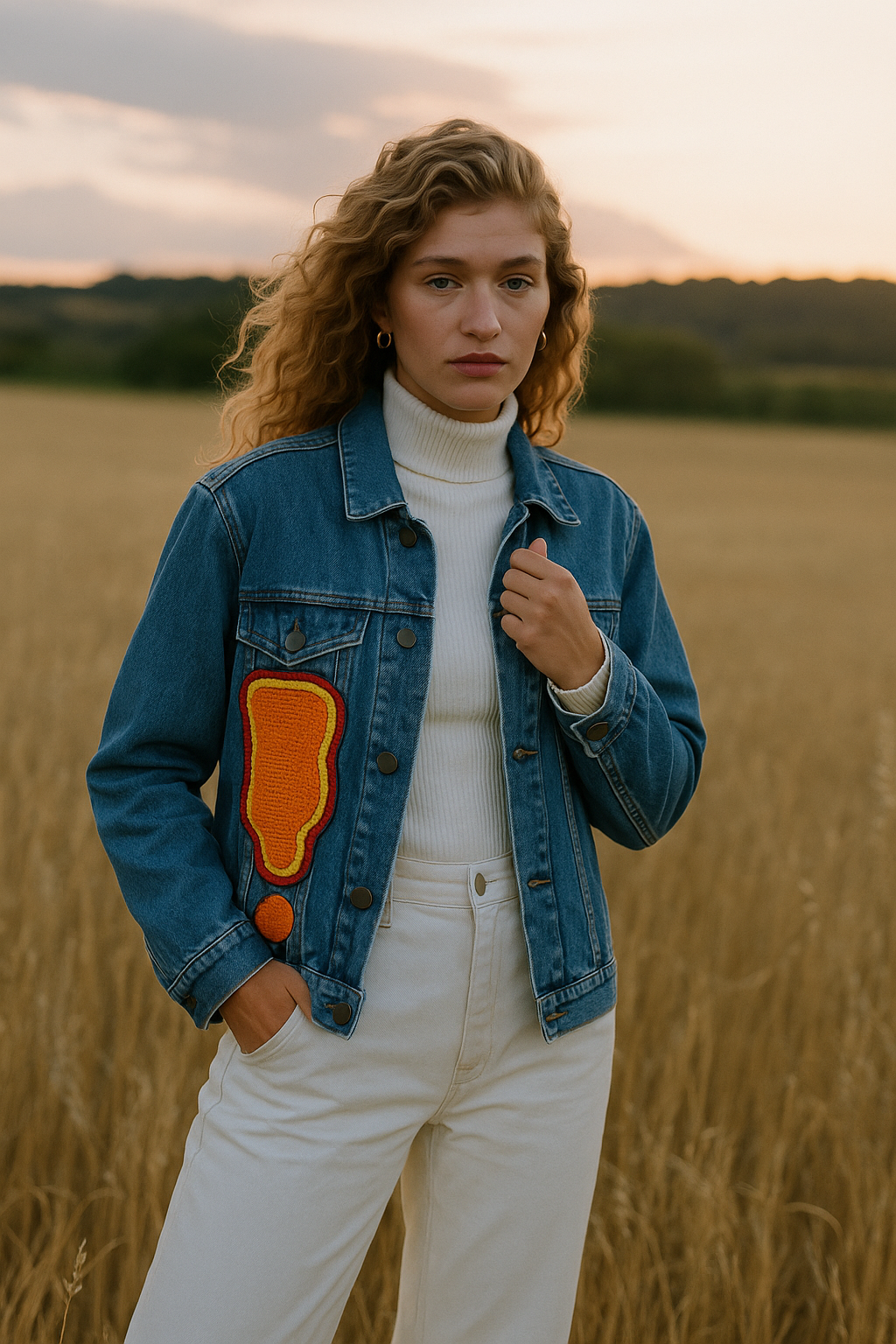 OMG İşlemeli Jean Ceket