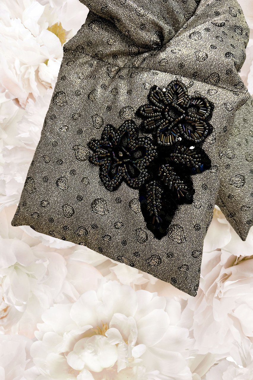 Çiçek İşlemeli Sarı Şişme Atkı