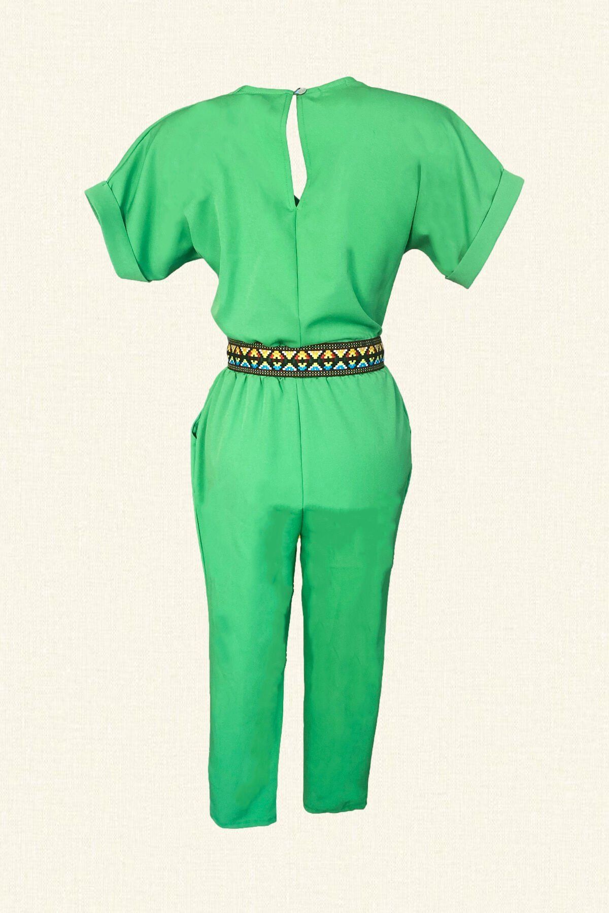 Renkli İşlemeli Yeşil Tulum