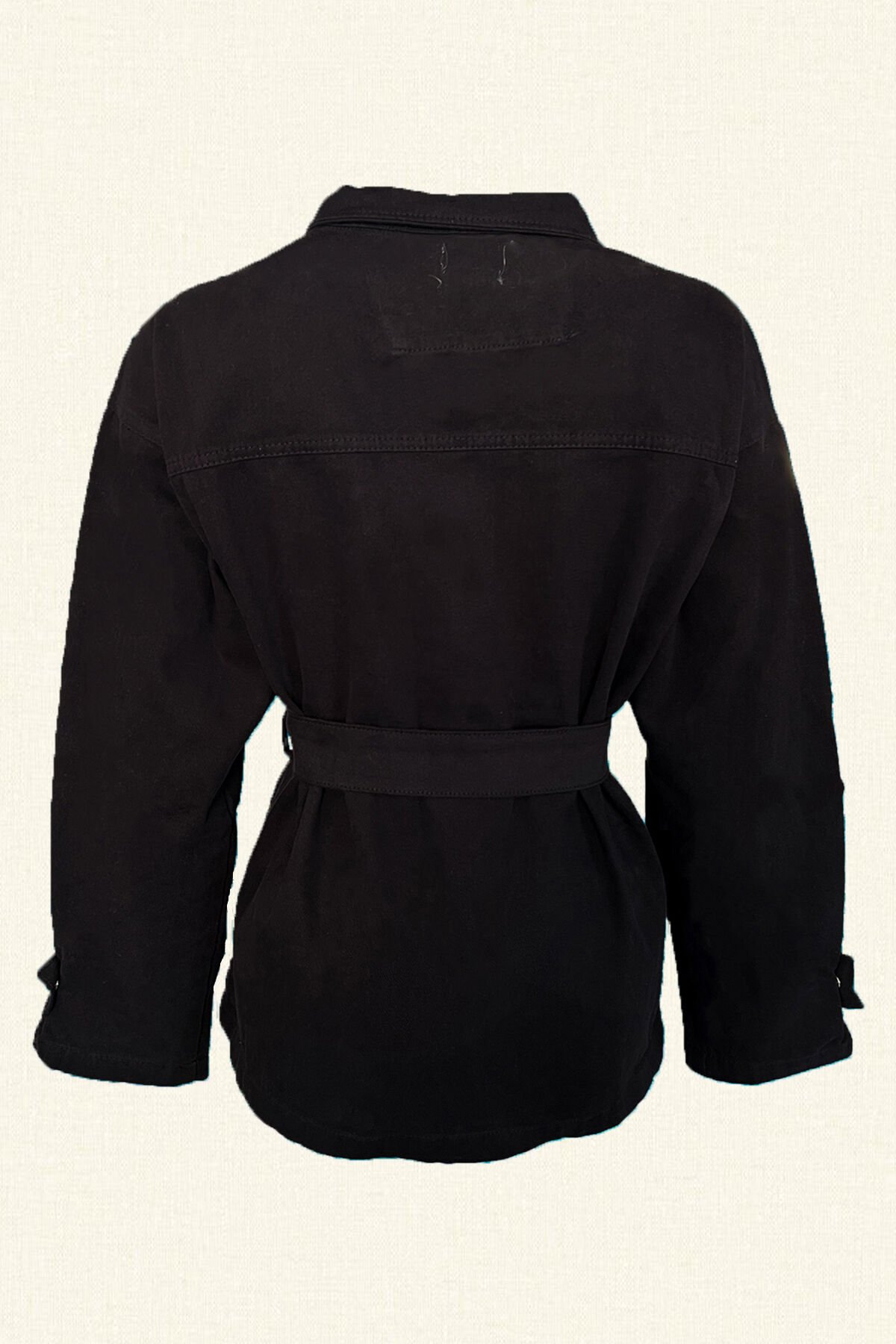 Mavi Balık İşlemeli Siyah Renk Jean Ceket