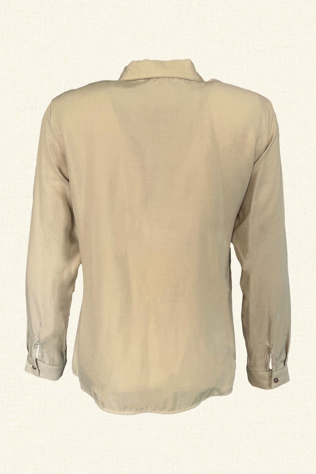 Renkli Çiçek İşlemeli Taş Rengi Gömlek