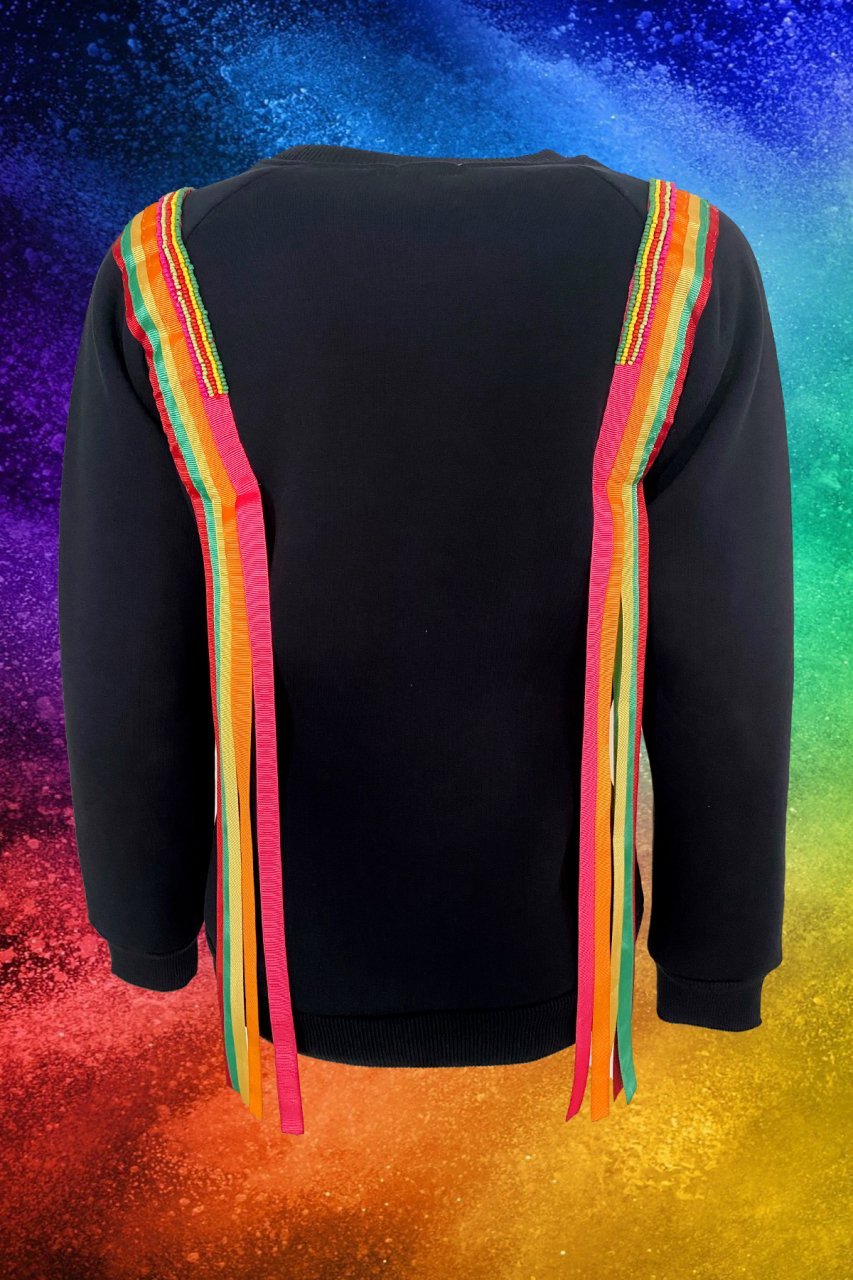 Rengarenk Kurdeleli Lacivert Sweatshirt