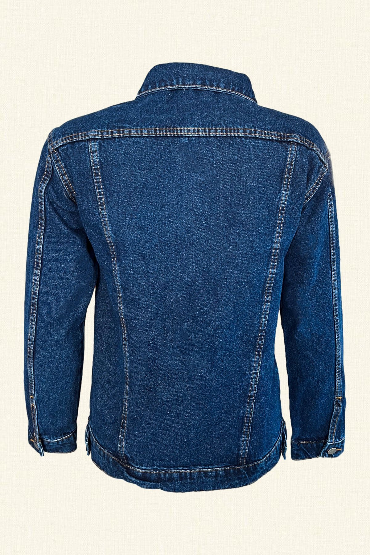 Turuncu Balık İşlemeli Koyu Renk Jean Ceket