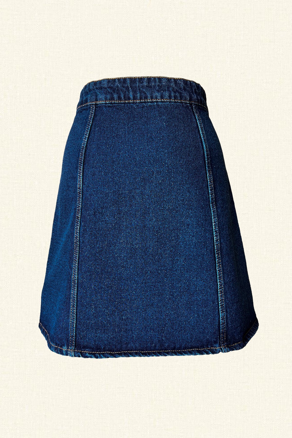 Renkli Helezon İşlemeli Jean Etek