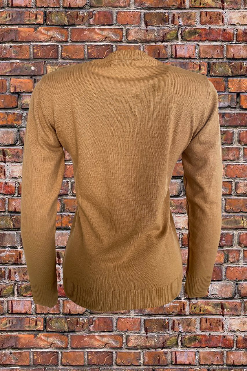 Kuş Motifli Krem Rengi Triko Kazak