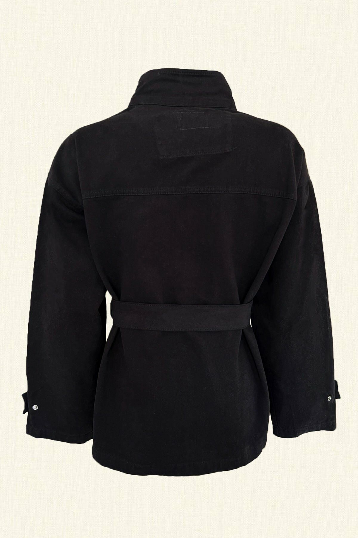 Gold Püskül İşlemeli Siyah Renk Jean Ceket