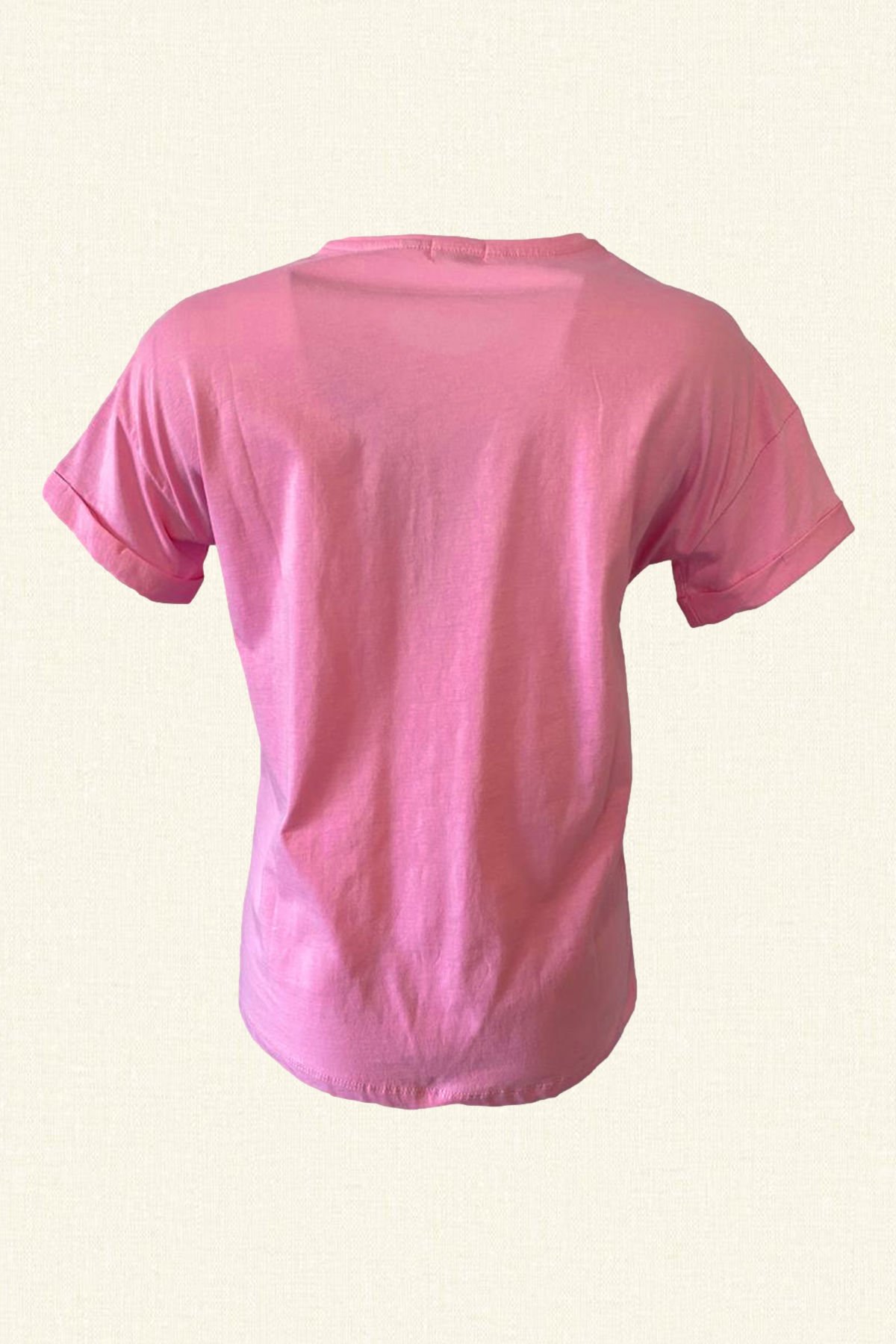 JOY İşlemeli Pembe Tişört