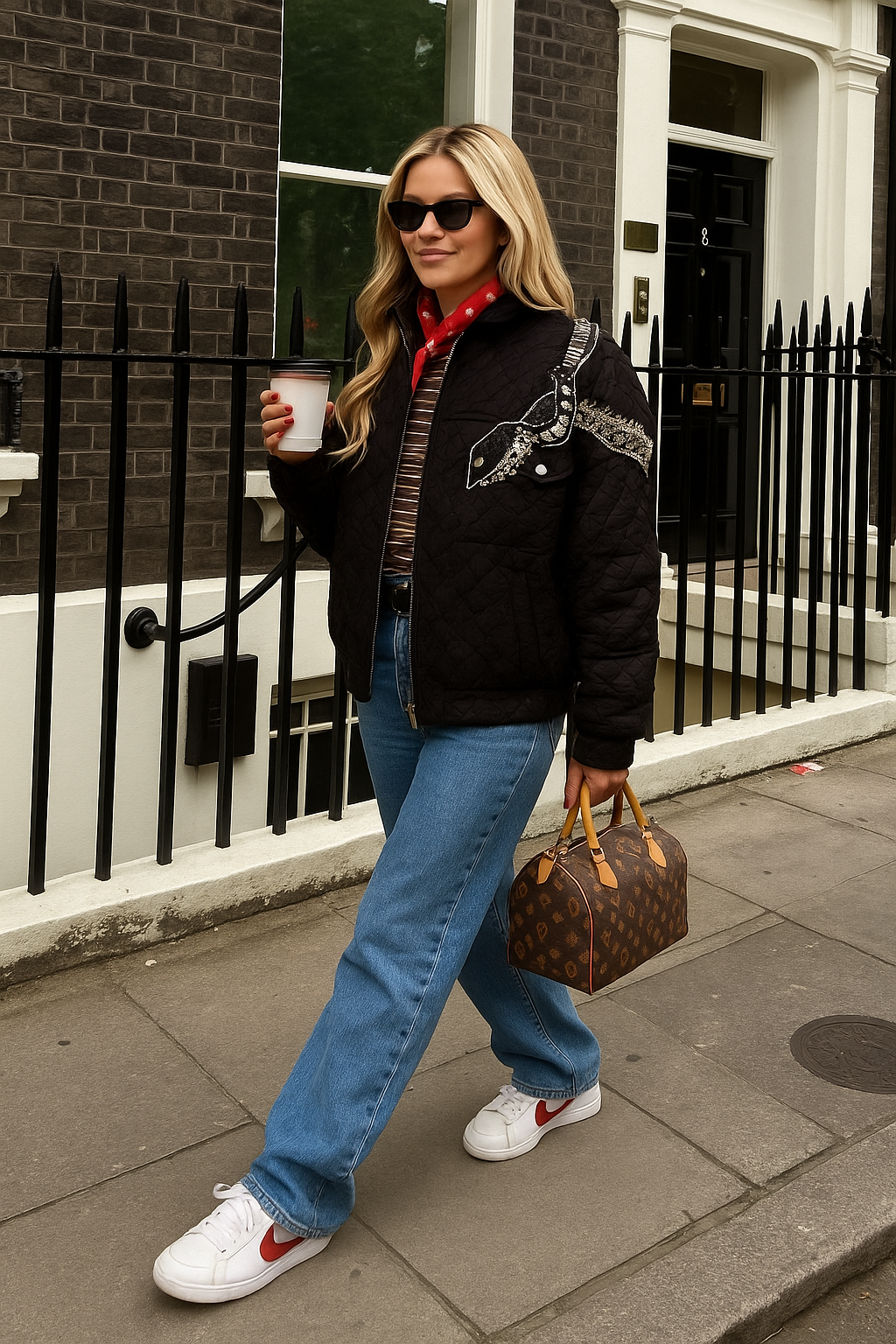 Gümüş Kristal Taş İşlemeli Oversize Siyah Bomber Ceket