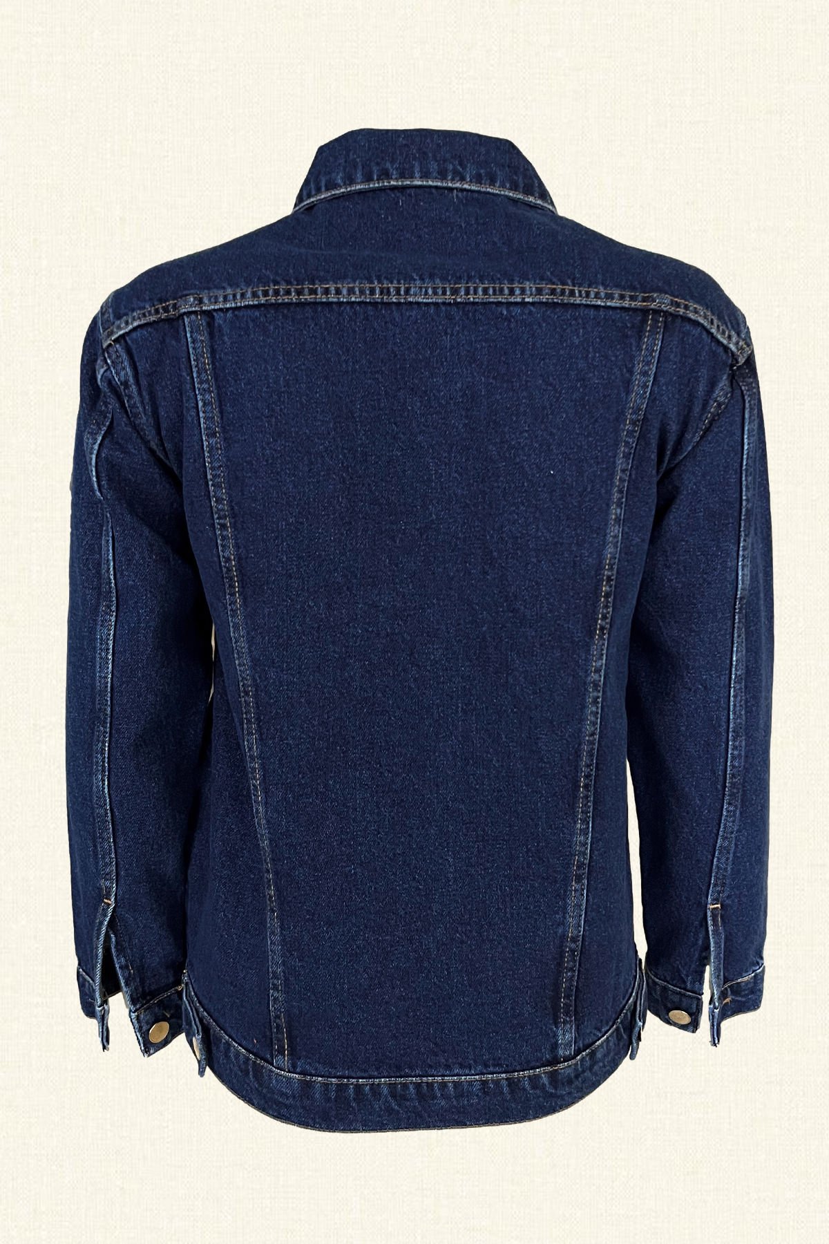 İnci ve Kristal Taş İşlemeli Koyu Renk Jean Ceket