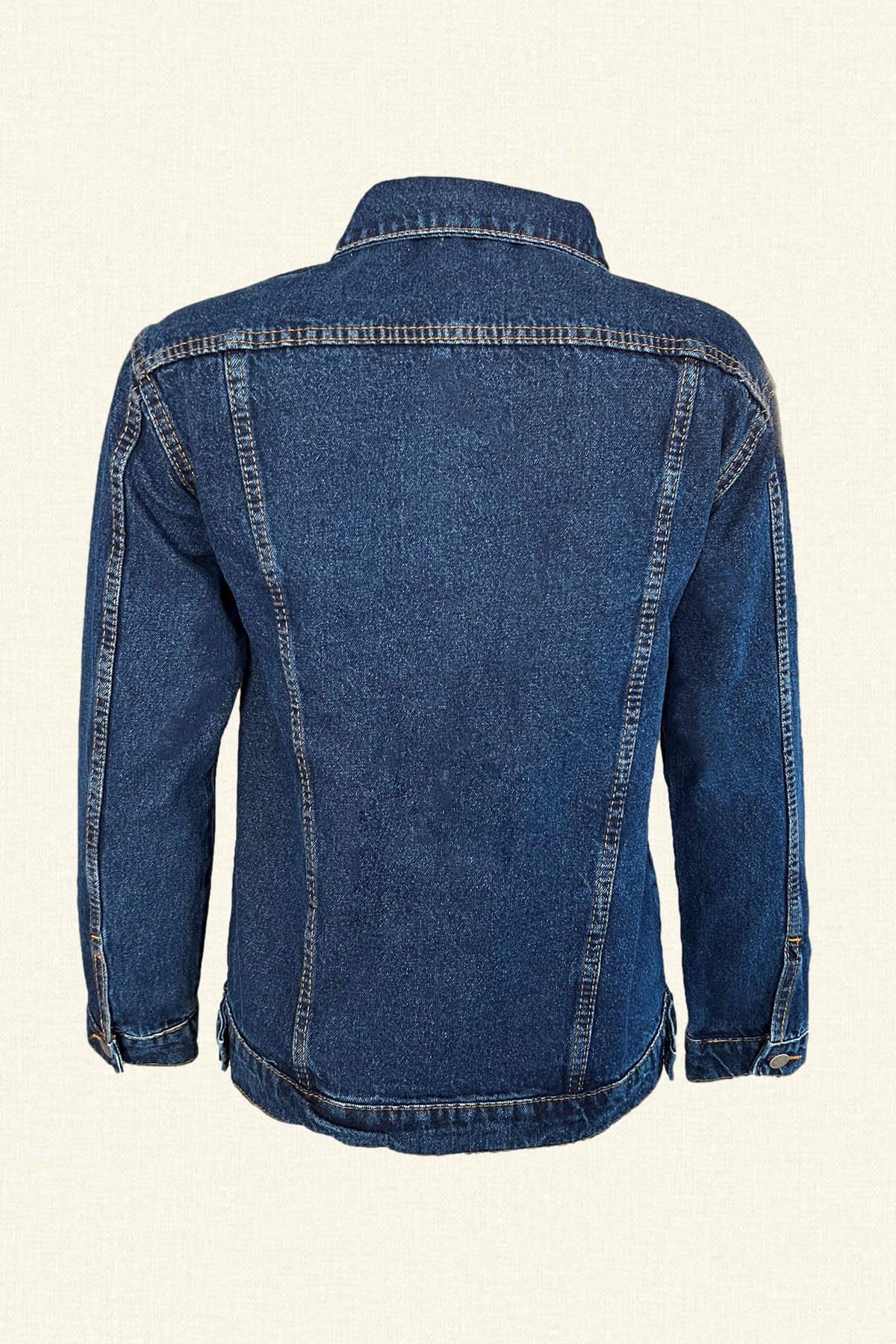 Gold Dal İşlemeli Koyu Renk Jean Ceket