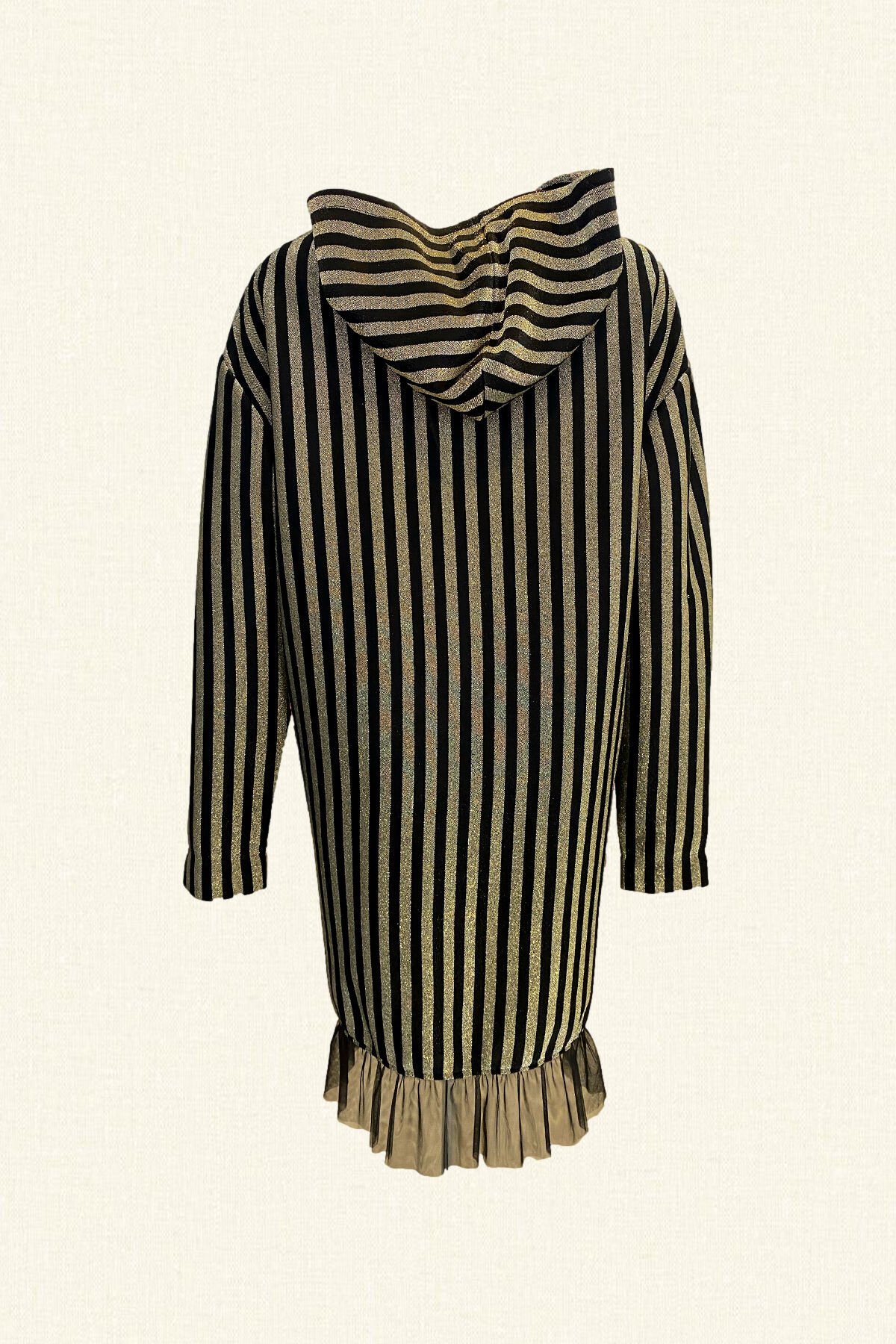 Boncuk Detaylı Çizgili Elbise