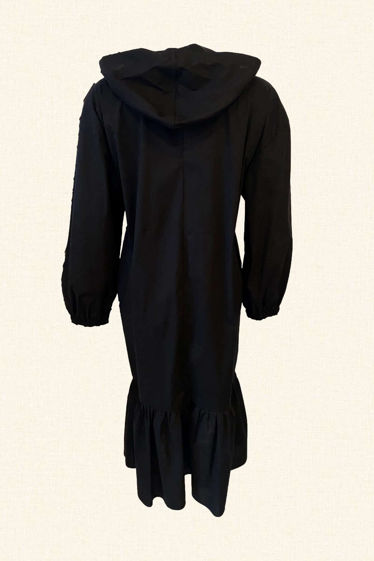 Yaprak Motifli Siyah Gömlek Elbise