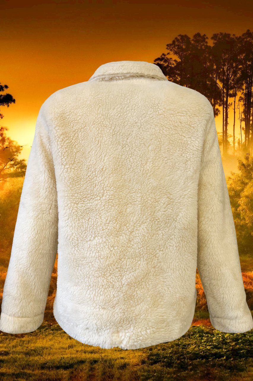 Deri Yaprak Detaylı Krem Renk Peluş Kaban