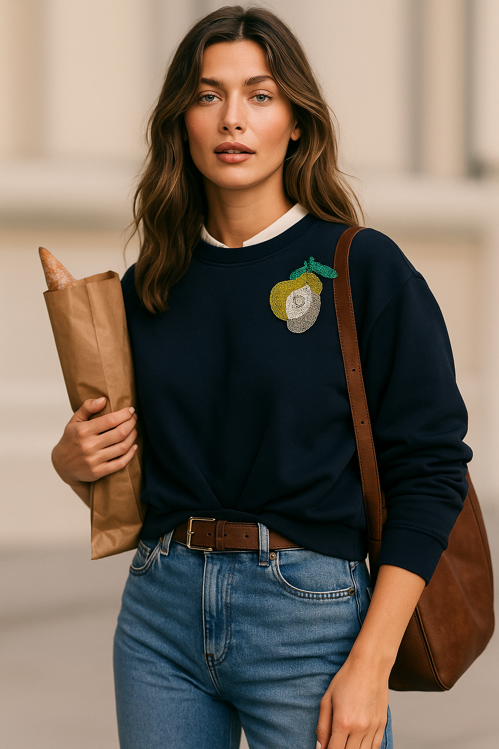 Armut Motifli Lacivert Sweatshirt