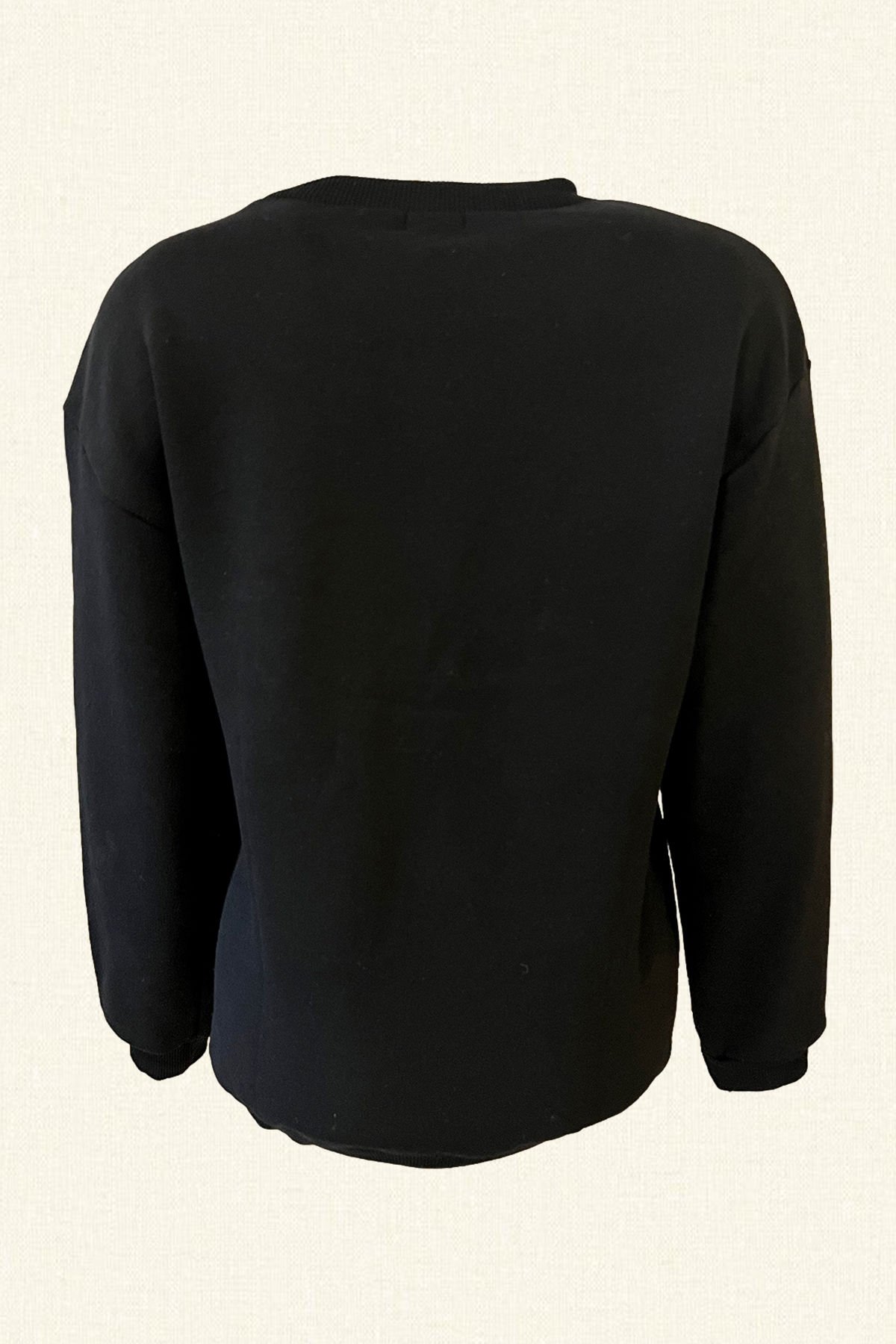 Renkli İşlemeli Zar Detaylı Siyah Sweatshirt