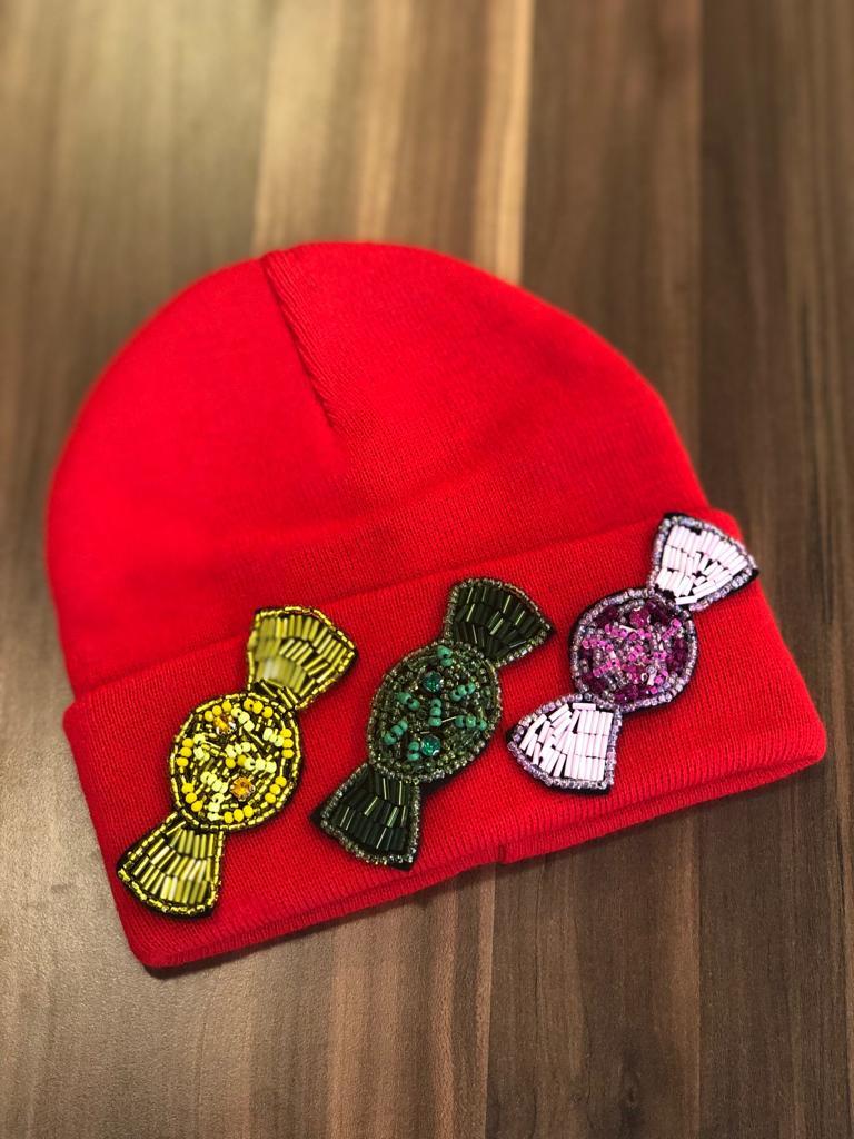 Bonibonlu Kırmızı Bere