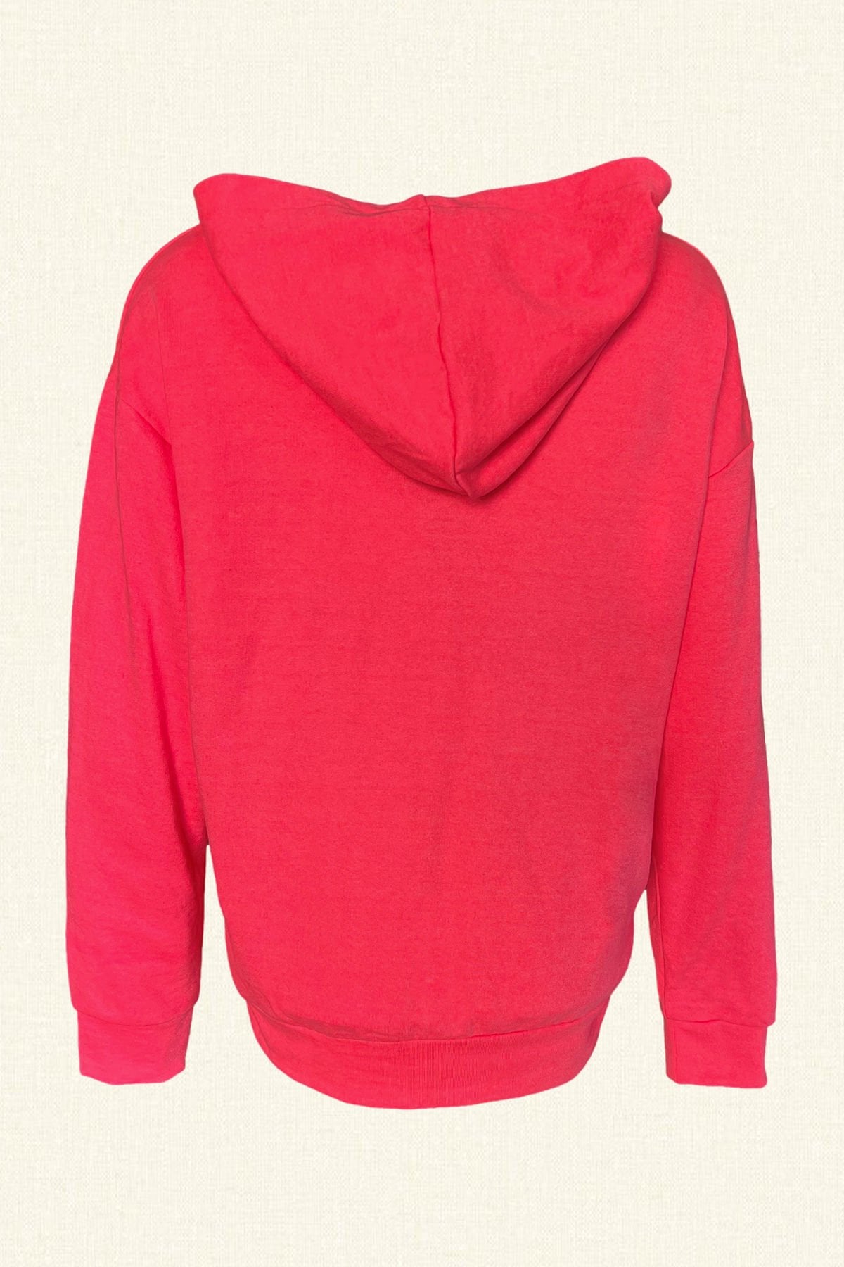 Renkli İşlemeli Neon Pembe Renk Oversize Kapüşonlu Sweatshirt