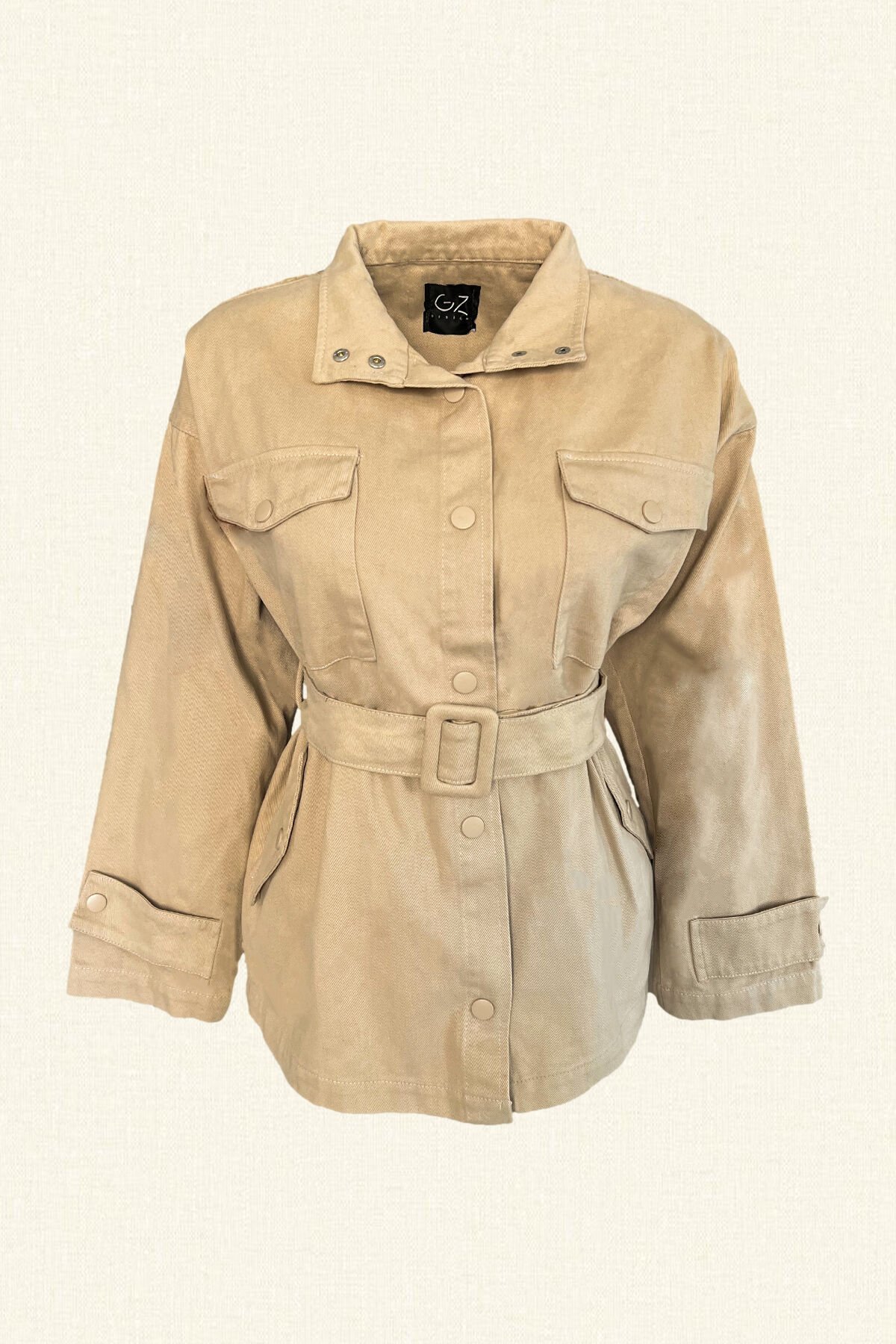 Venedik Manzaralı Krem Renk Jean Ceket