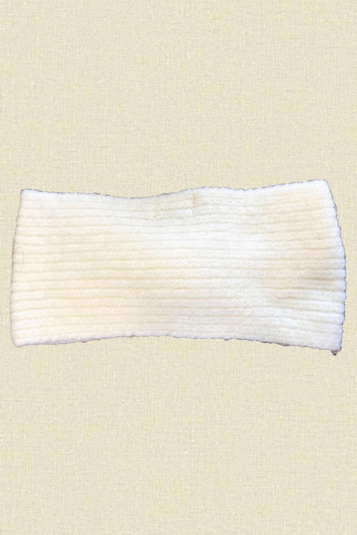 Lacivert İşlemeli Beyaz Renk Örgü Saç Bandı