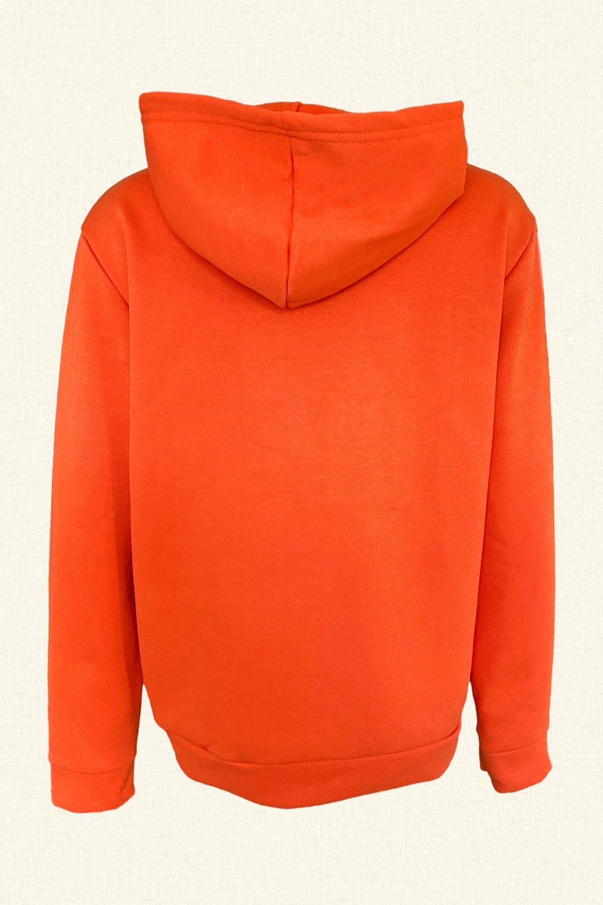 Renkli Çiçek İşlemeli Turuncu Renk Oversize Kapüşonlu Sweatshirt