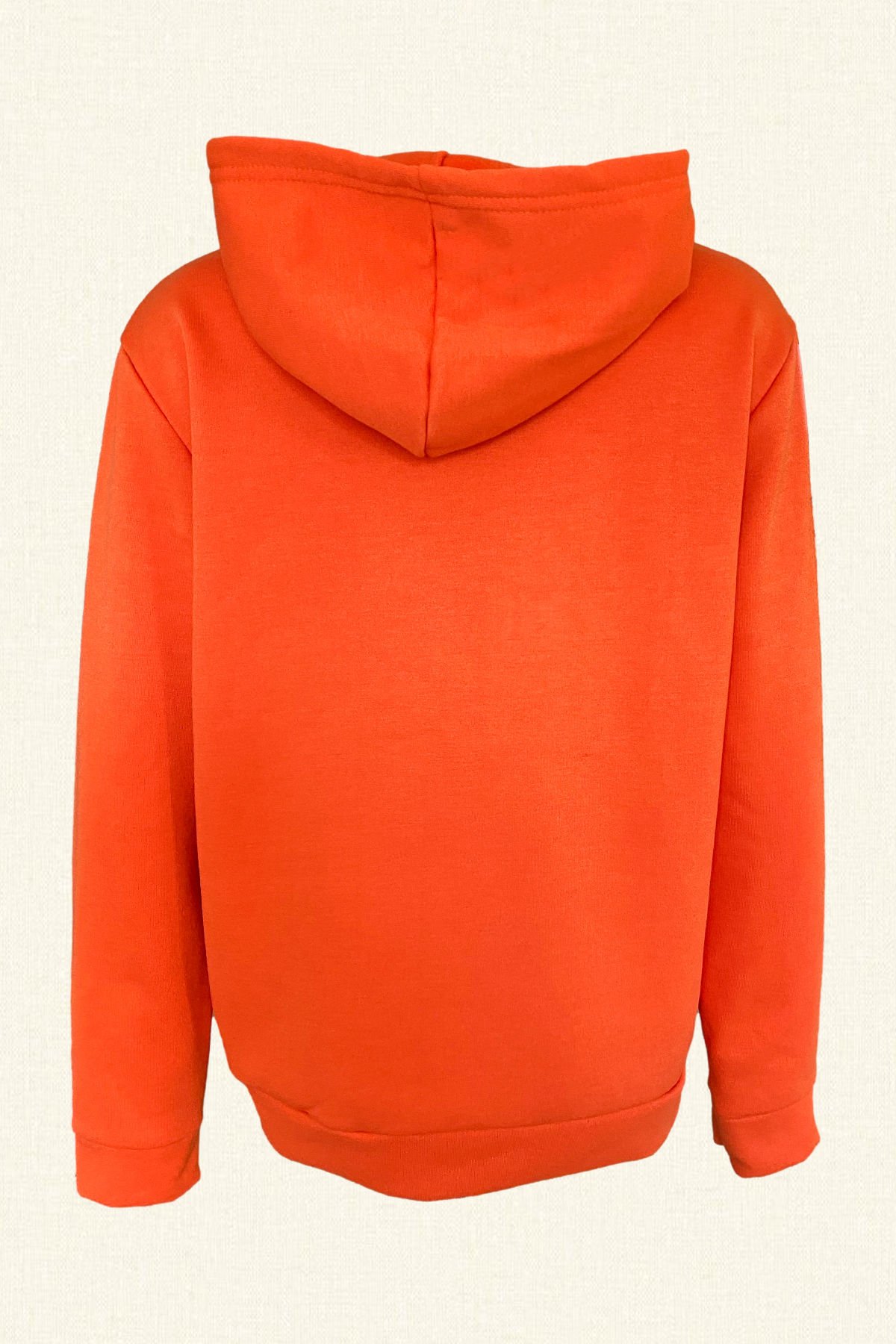 Renkli Çiçek İşlemeli Turuncu Renk Oversize Kapüşonlu Sweatshirt