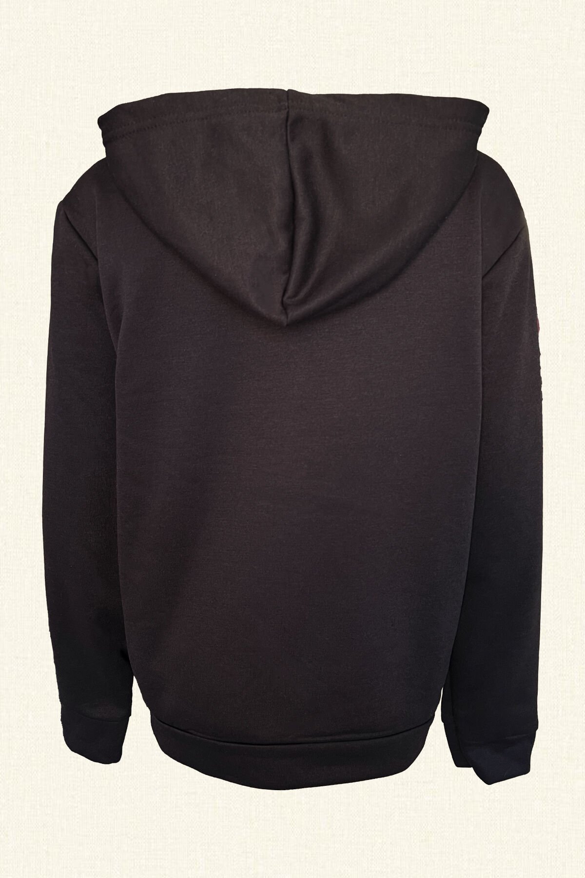 Pembe Çengelli İğne İşlemeli Siyah Renk Kapüşonlu Sweatshirt