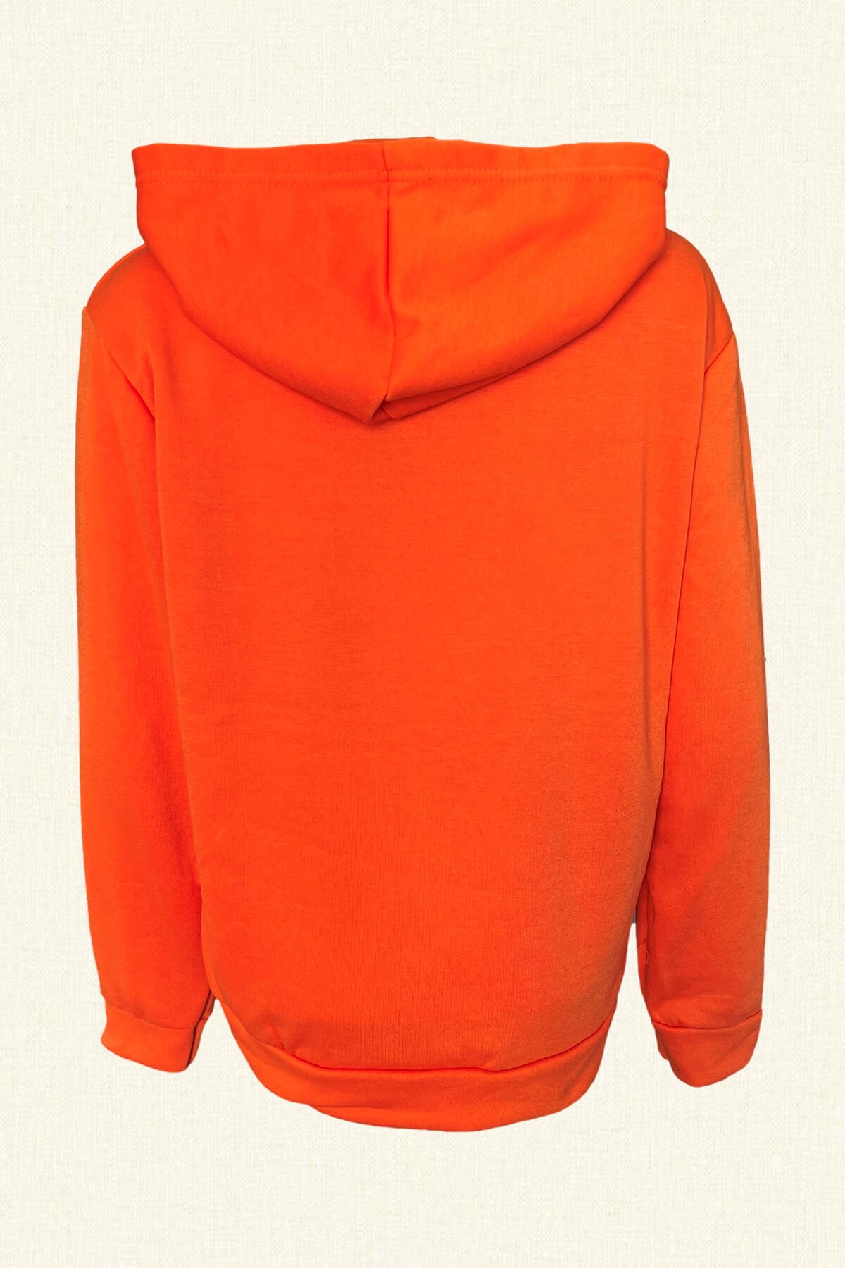 Yeşil Çengelli İğne İşlemeli Turuncu Renk Kapüşonlu Sweatshirt