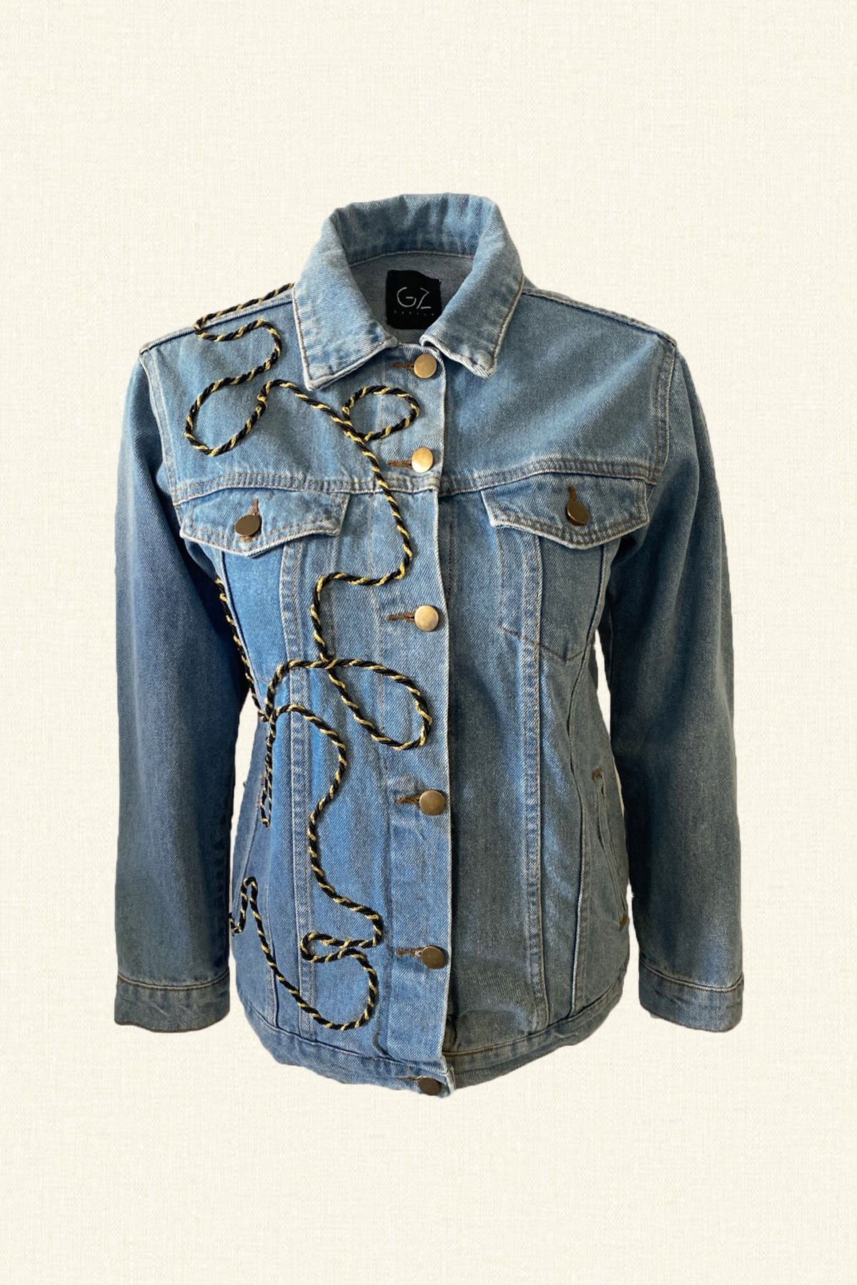 Manzara Sırt Detaylı Açık Renk Jean Ceket