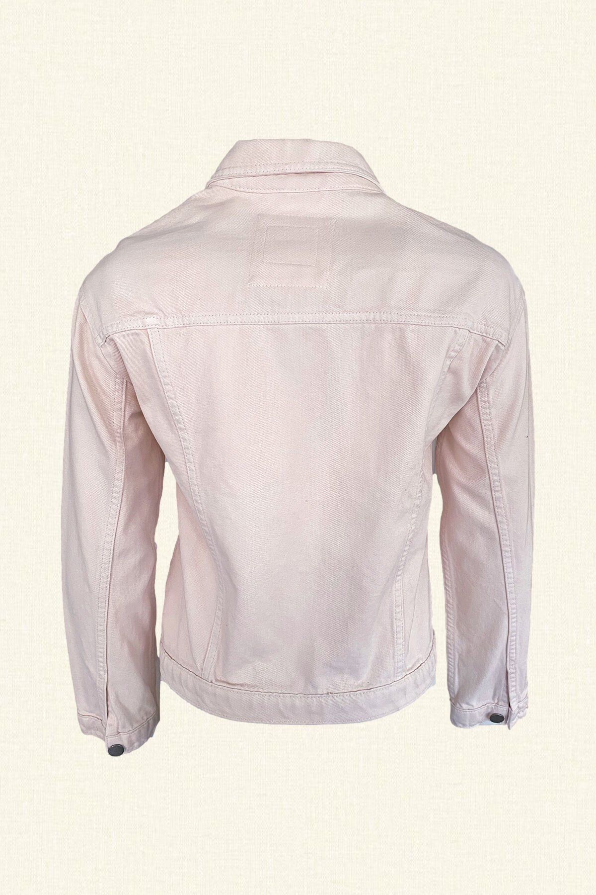 Somon Renk Kristal İşlemeli Jean Ceket