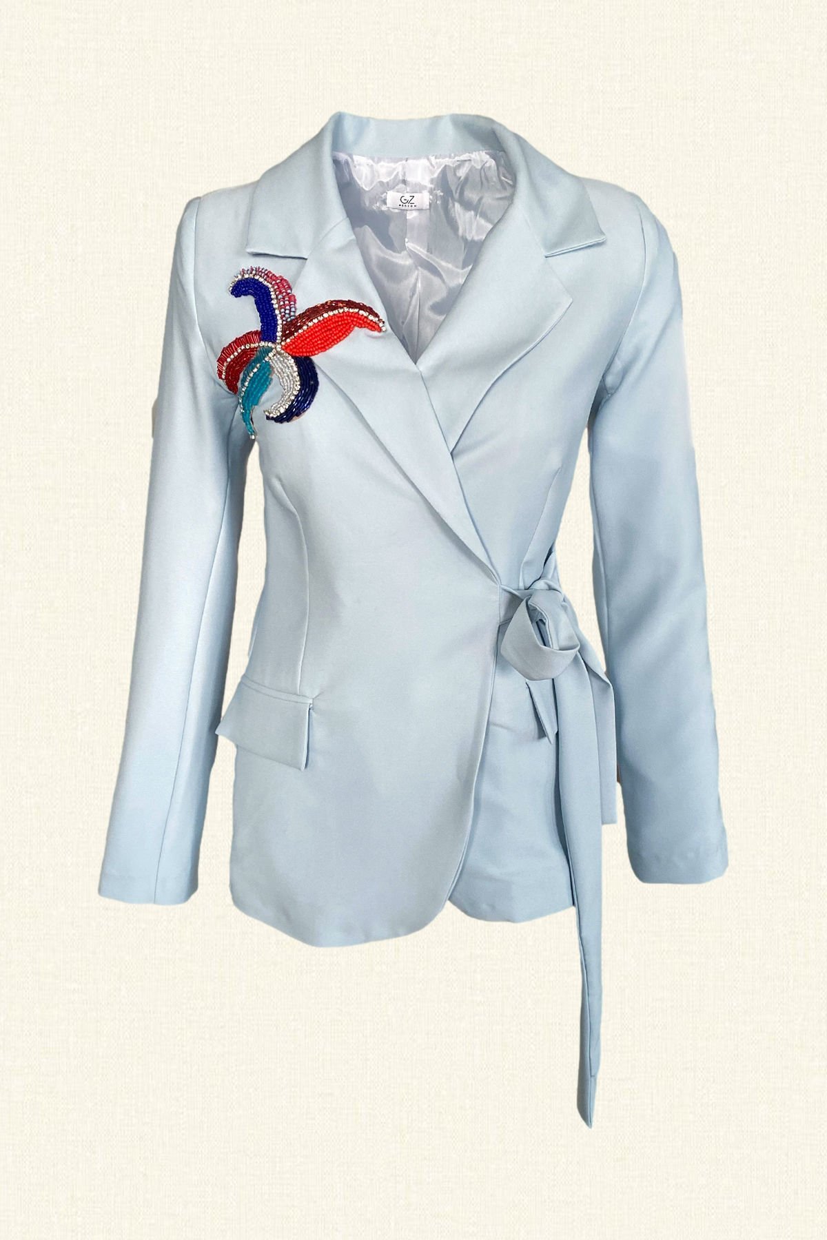 Kırmızı Deniz Yıldız İşlemeli Bebek Mavisi Blazer Ceket