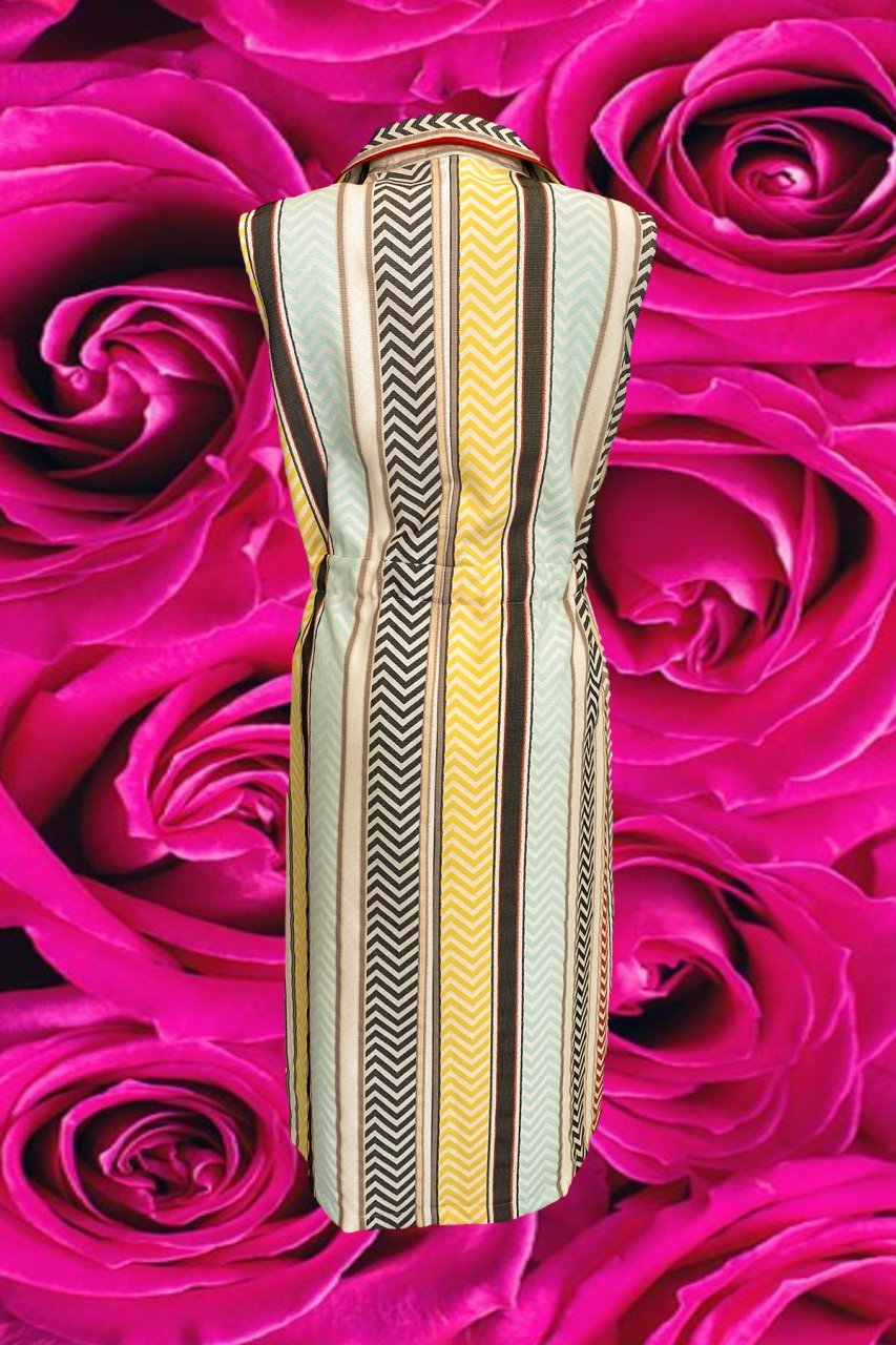 Bonibon İşlemeli Beli Büzgülü Sarı Elbise