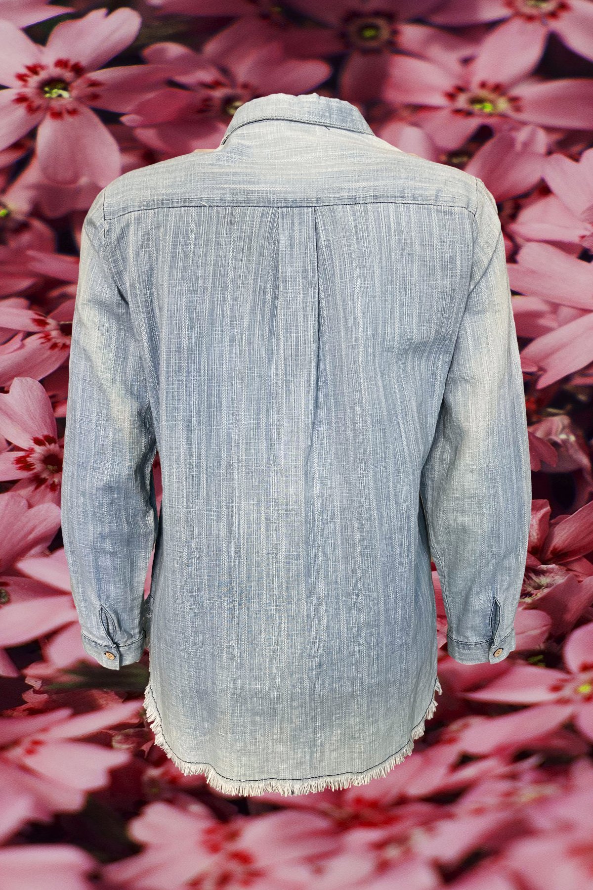 Göz İşlemeli Jean Gömlek