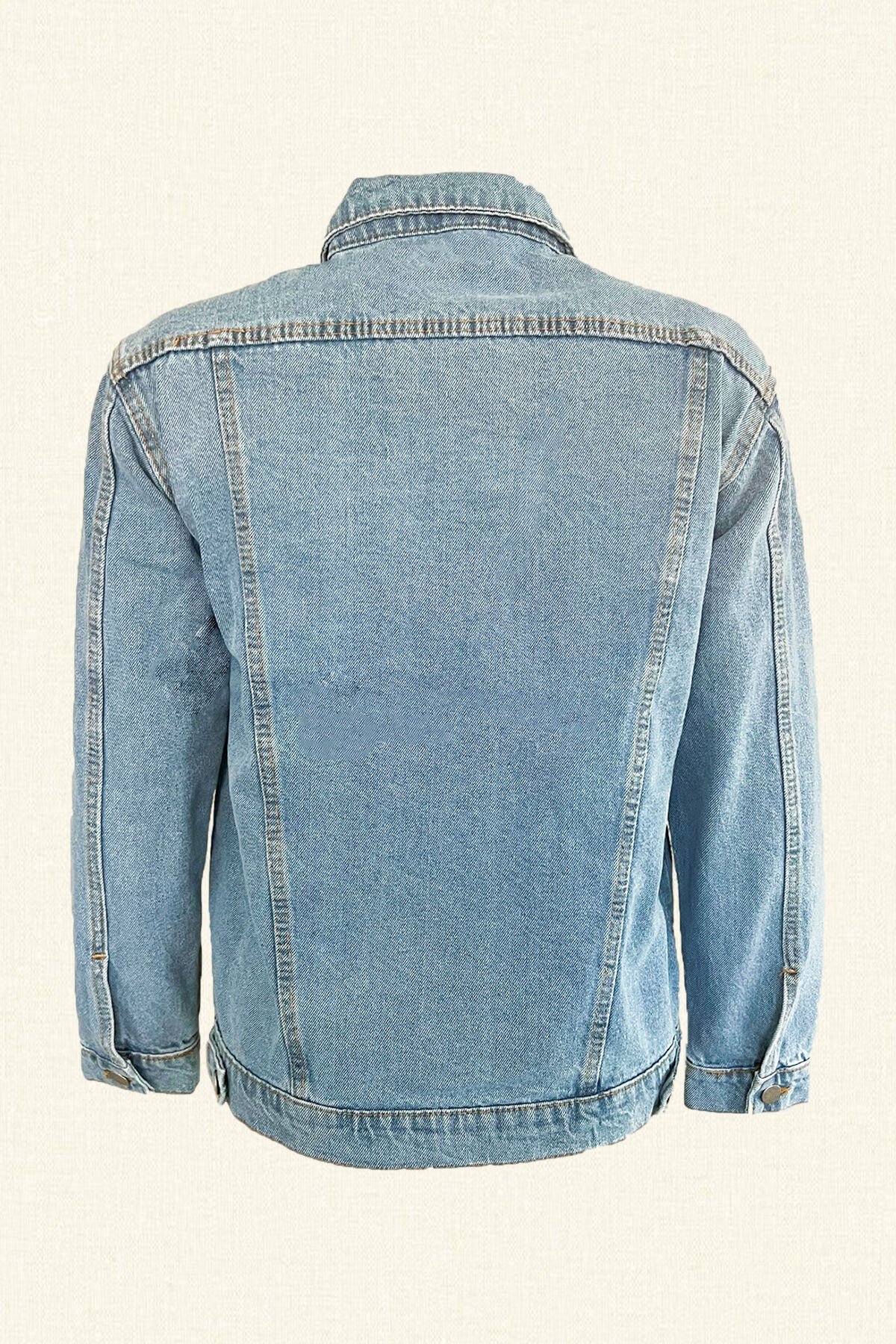 Renkli Pul İşlemeli Jean Ceket