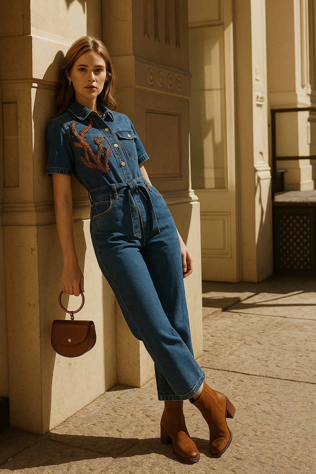 Bakır Dal İşlemeli Jean Tulum