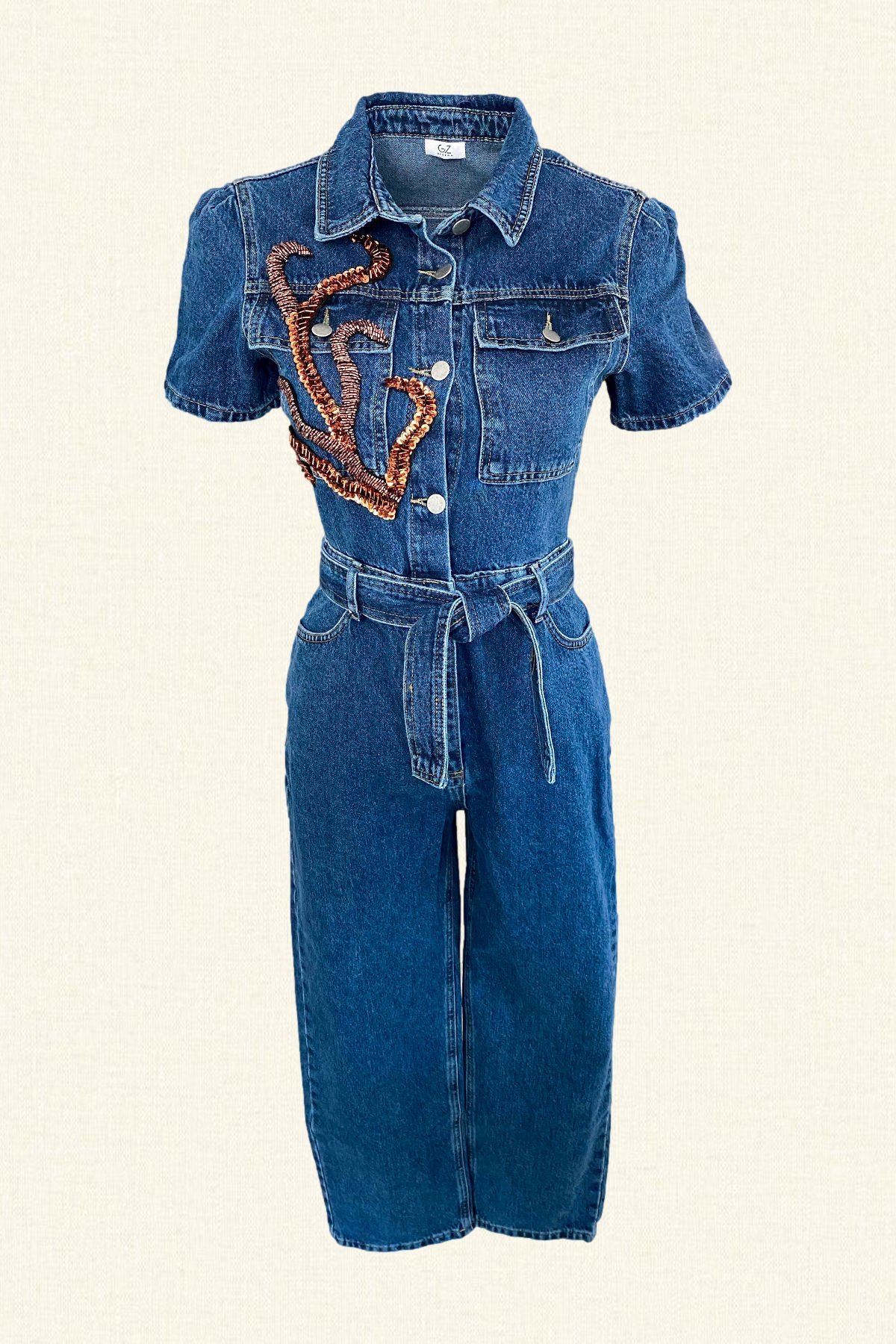 Bakır Dal İşlemeli Jean Tulum